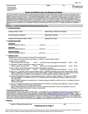 Family and Medical Leave Act Request and Notice