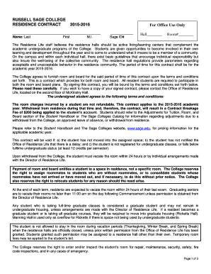 Russell Sage College Residence Contract