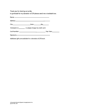 Tzedakah Box Donation Form