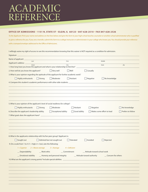 Academic Reference Form