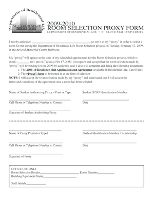 Room Selection Proxy Form