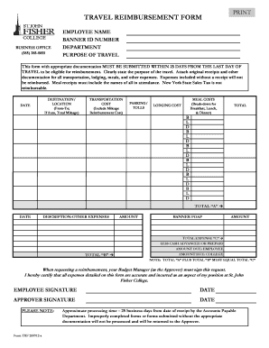 Travel Expense Reimbursement Form Template from www.pdffiller.com