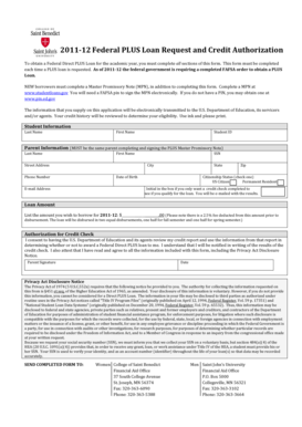 2011-12 Federal PLUS Loan Request and Credit Authorization