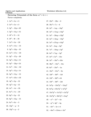 Factoring Ax2 Bx C Worksheet Answer Key - Fill Online, Printable, Fillable,  Blank | pdfFiller