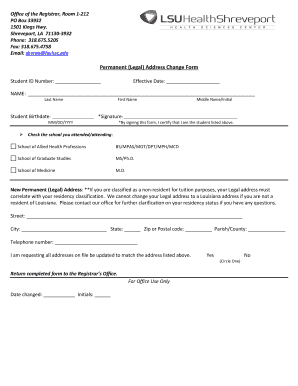 Permanent Address Change Form