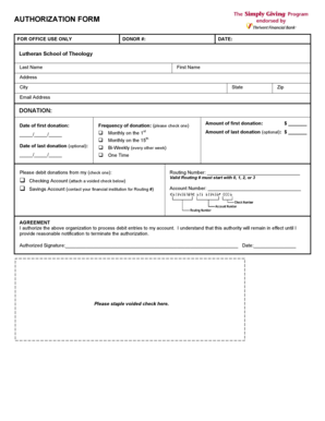 Donation Authorization Form