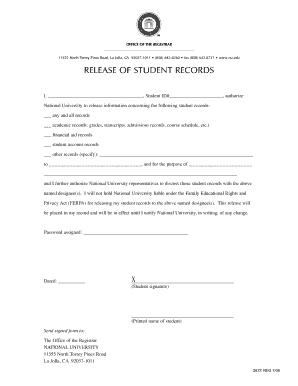 Student Records Release Form