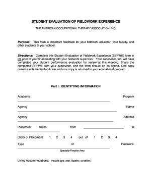 Student Evaluation of Fieldwork Experience