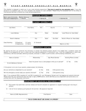 Study Abroad Checklist