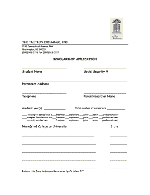 Tuition Exchange Scholarship Application