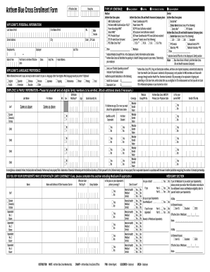 Anthem Blue Cross Enrollment Form
