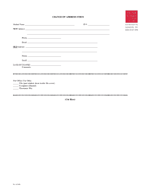 Student Change of Address Form