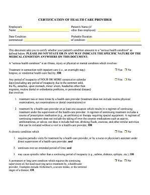 Certification of Health Care Provider