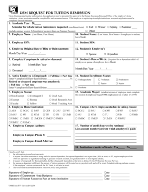 USM Tuition Remission Request Form