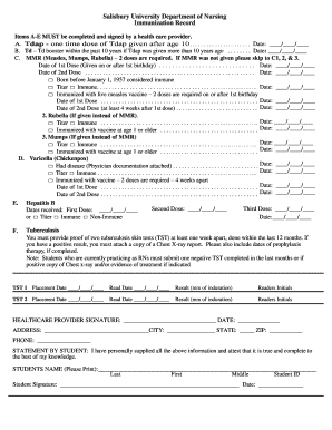 university of salisbury immunization form