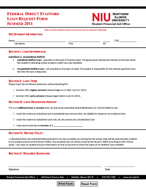 Federal Direct Stafford Loan Request Form