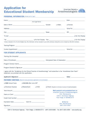 Educational Student Membership Application