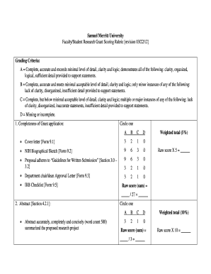 Faculty/Student Grant Scoring Rubric - Samuel Merritt University - samuelmerritt