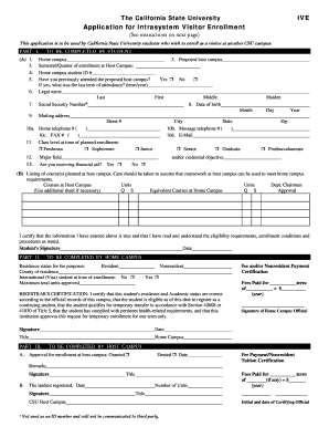 California State University Intrasystem Visitor Enrollment Application