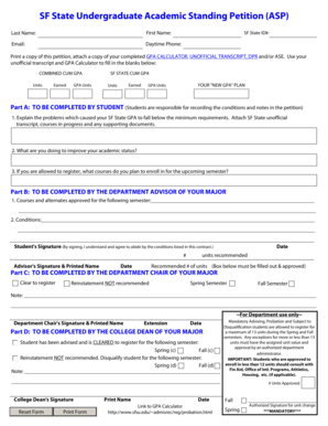SF State Undergraduate Academic Standing Petition