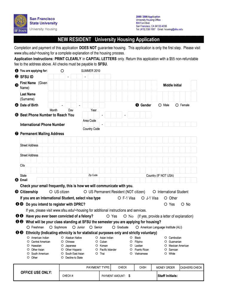 SUMMER 2010 App - San Francisco State University - sfsu Preview on Page 1