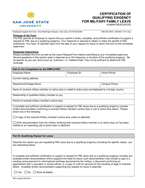 Certificate of Qualifying Exigency for Military Family Leave - sjsu