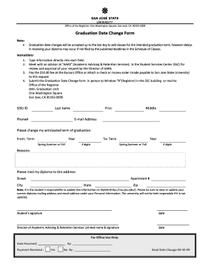 Graduation Date Change Form - San Jose State University - sjsu