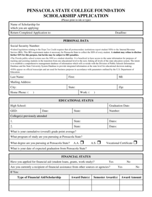Pensacola State College Scholarship Application