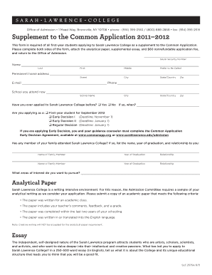Sarah Lawrence College Application Supplement
