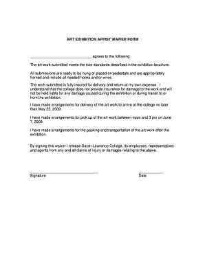 ART EXHIBIT ARTIST WAIVER FORM - slc