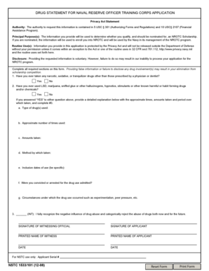 NROTC Drug Statement Form