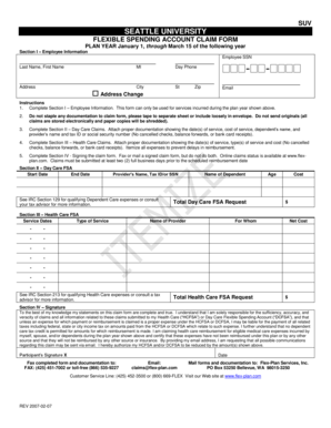 Seattle University Flexible Spending Account Claim Form