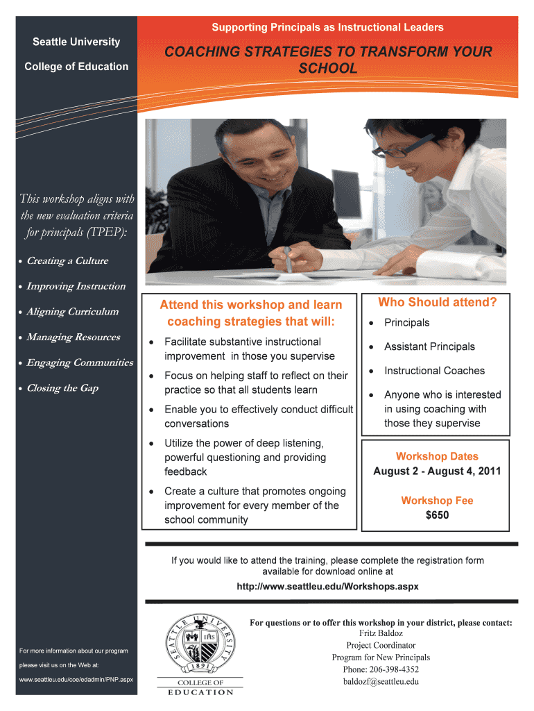 2011 Flyer Coaching Strategies for Leaders Marketing August Final LEO Waiver Form - seattleu Preview on Page 1