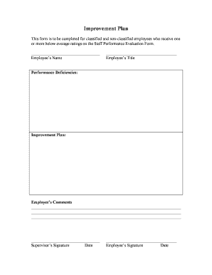 Employee Improvement Plan Form
