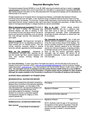 Pennsylvania Meningococcal Vaccination Waiver