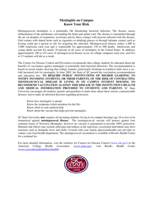 Meningococcal Vaccination Waiver Form