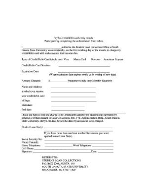 Student Loan Payment Authorization Form