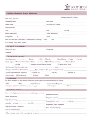 Southern Adventist University Student Application