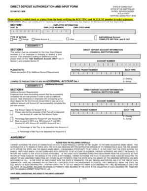 Connecticut Direct Deposit Authorization Form