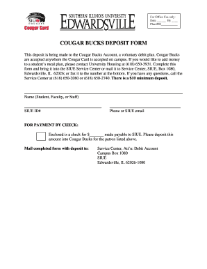 Cougar Bucks Deposit Form