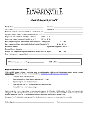 Student Request for OPT