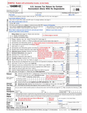 Form 1040NR-EZ US Nonresident Tax Return