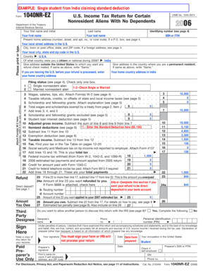 Form 1040NR-EZ US Nonresident Alien Tax Return