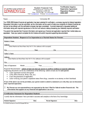 Student Financial Aid Verification Inquiry