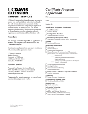 UC Davis Extension Certificate Program Application