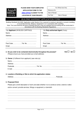 Building Warrant Application Form