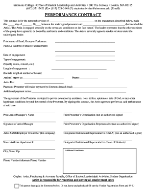 Performer contract template - Performance Contract Instructions - Simmons College - simmons