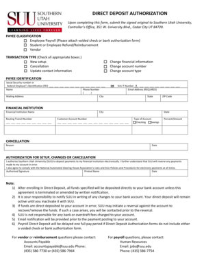 Direct Deposit Authorization Form