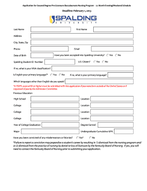 Bio data form pdf - 2nd degree bsn requirements in spalding form