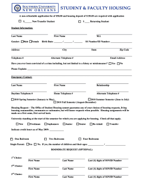 Student & Faculty Housing Application